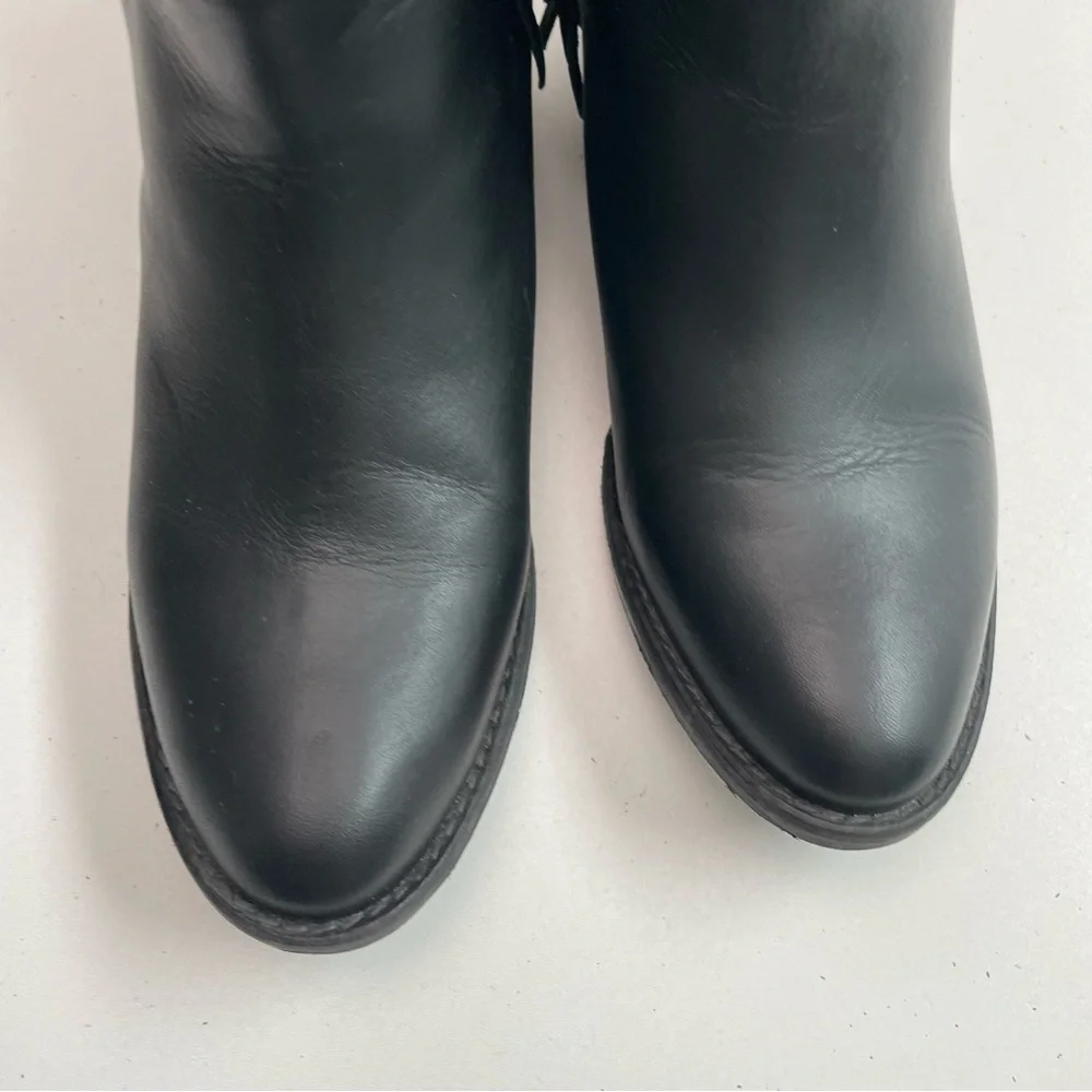 Harley Davidson Boots Amory Heeled Leather Ankle Fringe Buckle Braided Black - Picture 12 of 16